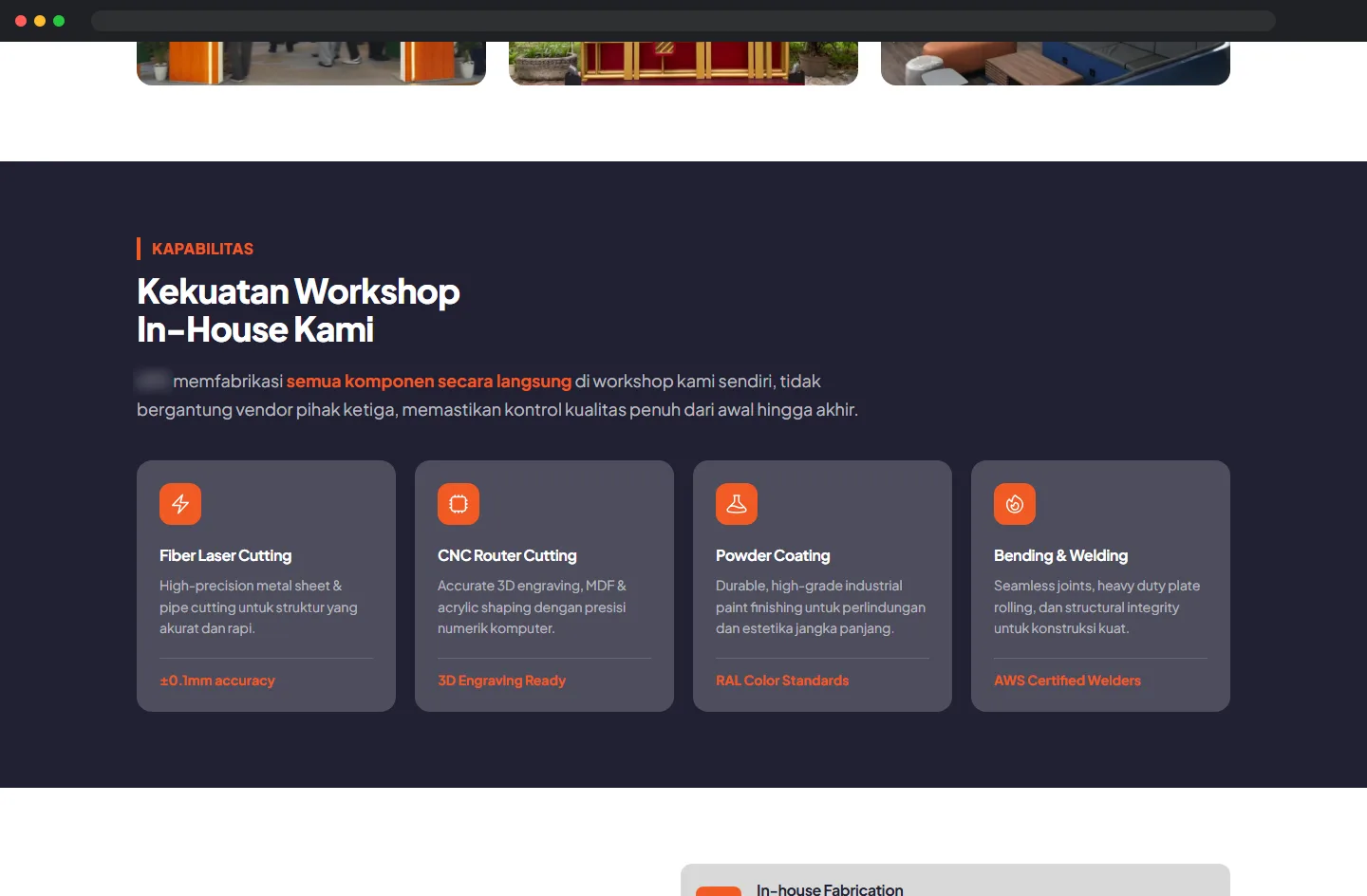 In-house workshop capabilities
